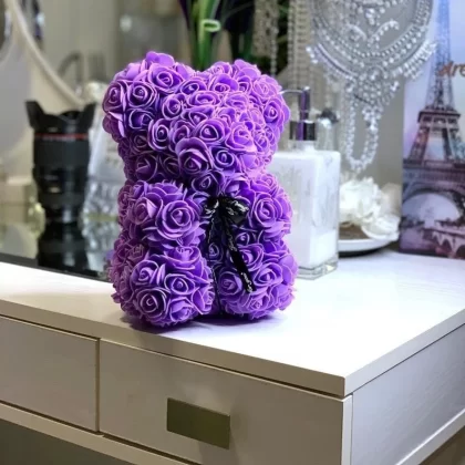 Purple Foam Rose Bear